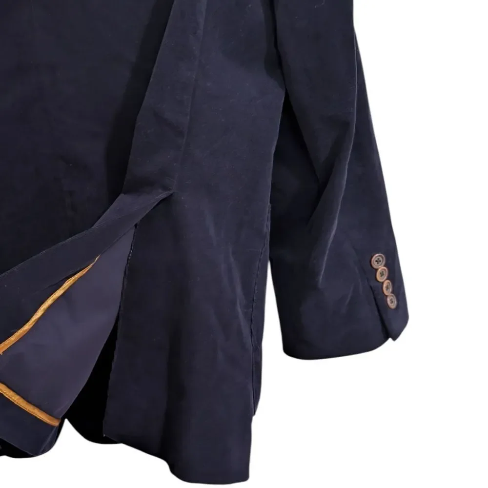 Robert Talbott Carmel Navy Pinwale Corduroy Two Button Sport Coat Blazer Mens XL